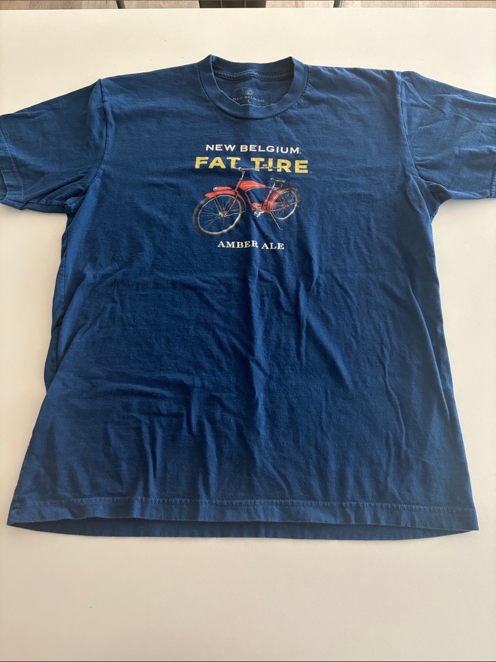 New Belgium mens Fat Tire Blue Graphic Tee Large